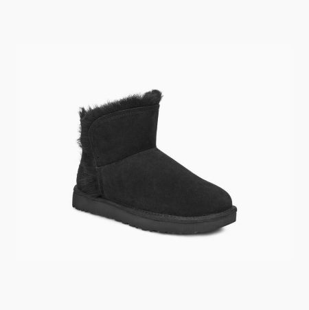 UGG Classic Mini Fluff High-Low Black Boots for Women (RIYO15237)